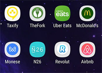 As apps Monese, N26 e Revolut instaladas