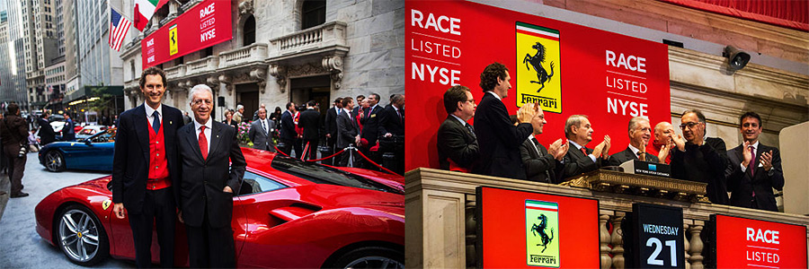 Estreia da Ferrari na Bolsa de Valores de Nova Iorque (NYSE)