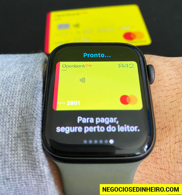 Pagar compras usando o Apple Watch (Apple Pay)