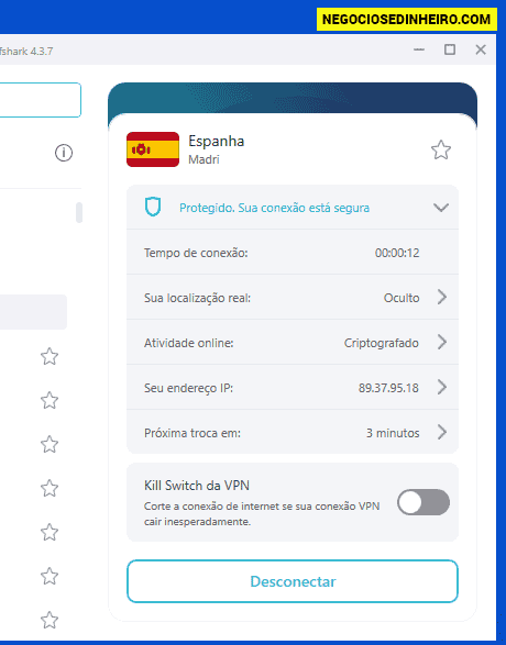 Surfshark VPN ligada a Espanha
