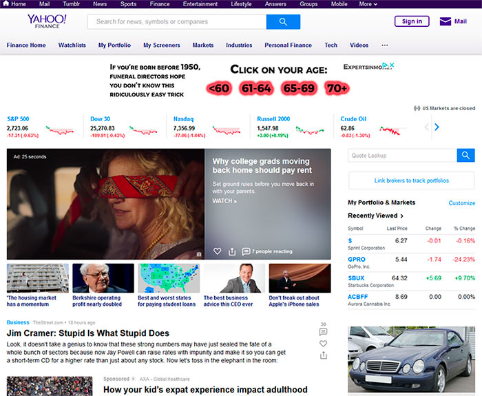 Consultar detalhes das ações no Yahoo Finance